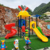 Bộ cầu trượt liên hoàn ngoài trời mái thỏ 2 máng trượt SC1-008