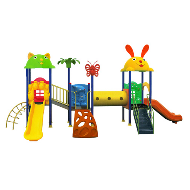 Liên hoàn cầu trượt ngoài trời 3 khối ống chui mái Thỏ Mèo SC1-019