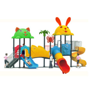 Cầu trượt liên hoàn ngoài trời 3 khối cá Vàng mái Thỏ Mèo SC1-020