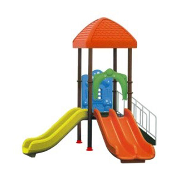 Nhà chòi cầu trượt 1 khối 2 máng trượt cho bé SC1-023