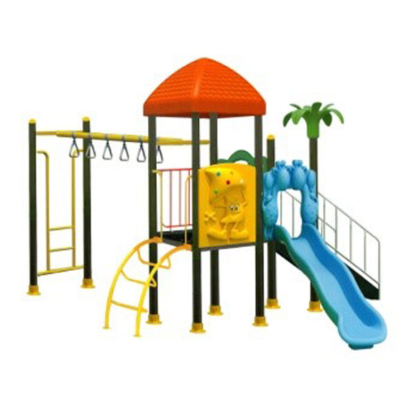 Cầu trượt liên hoàn ngoài trời 2 khối kèm xà đu tay SC1-027