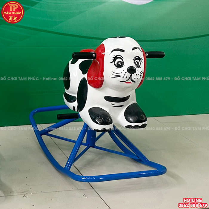 Bập bênh đế cong sắt đơn con Chó đốm cho bé SC3-008
