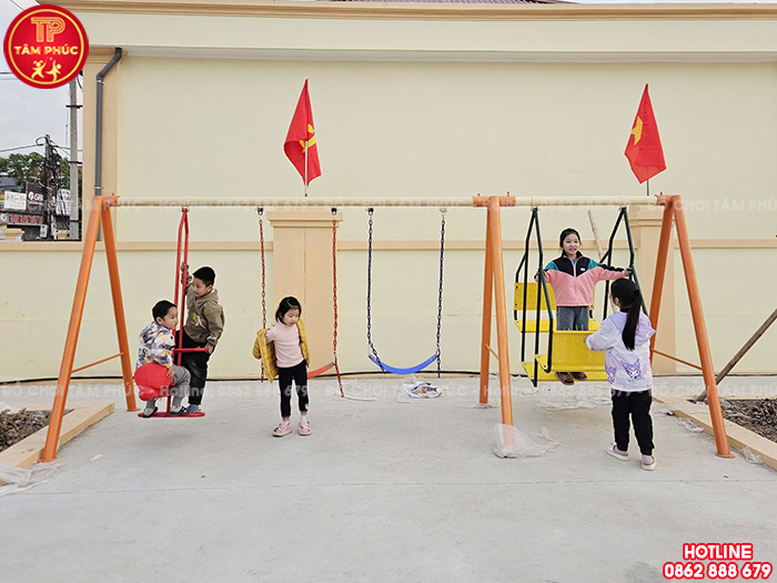 Xích đu cho bé 4 ghế 8 chỗ ngồi ngoài trời đẹp SC4-008