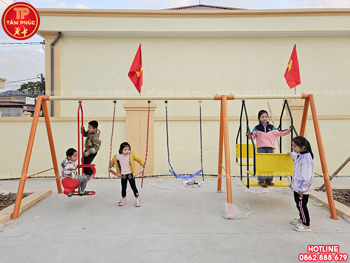 Xích đu cho bé 4 ghế 8 chỗ ngồi ngoài trời đẹp SC4-008