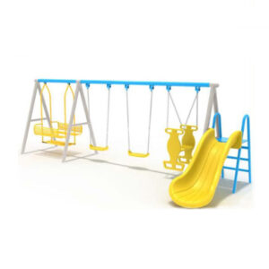 Xích đu cho bé 4 ghế kèm cầu trượt ngoài trời máng đơn SC4-016
