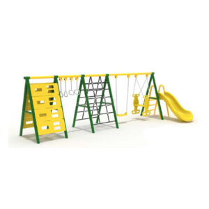 Xích đu cho bé kèm vách leo, xà đu tay, cầu trượt máng đơn SC4-017