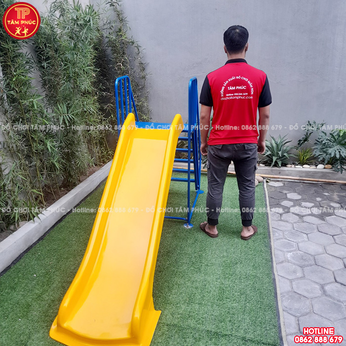 Thang leo cầu trượt ngoài trời cho bé máng đơn Composite SC5-001