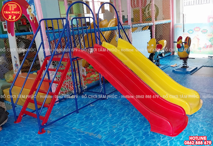 Thang leo cầu trượt ngoài trời cho bé máng đôi Composite SC5-003