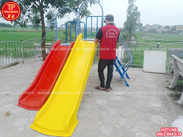 Thang leo cầu trượt ngoài trời 2 độ tuổi cho bé mầm non SC5-005