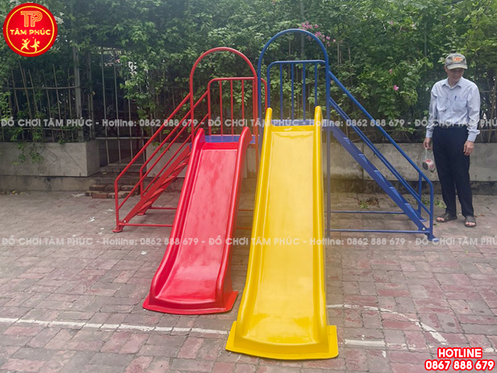 Thang leo cầu trượt ngoài trời 2 độ tuổi cho bé mầm non SC5-005
