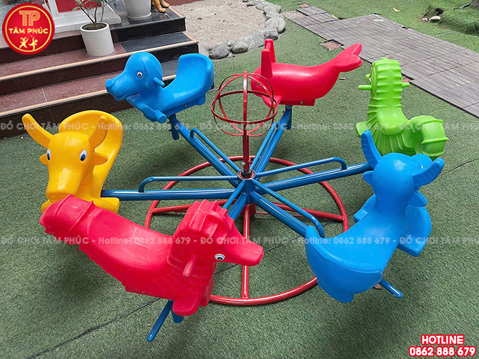 Đu quay cho bé mầm non 4, 6, 8 con giống nhựa nhập khẩu SC8-004