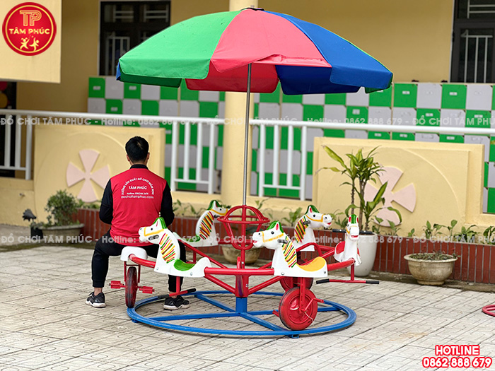 Đu quay đạp chân con Ngựa cho bé 6 chỗ ngồi SC8-005