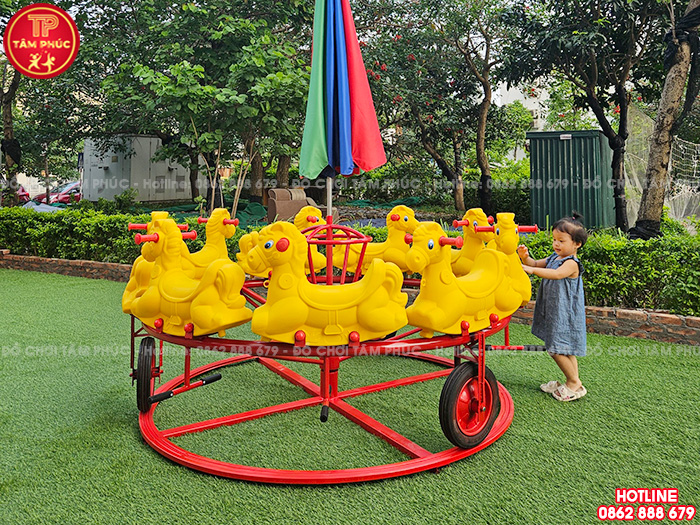 Đu quay đạp chân cho bé con Ngựa 9 chỗ ngồi SC8-007