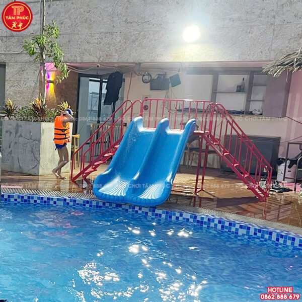Cầu trượt bể bơi cho bé máng đôi nhựa nhập khẩu SC9-009