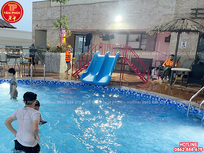 Cầu trượt bể bơi cho bé máng đôi nhựa nhập khẩu SC9-009