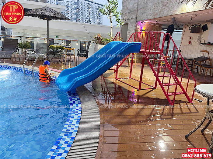 Cầu trượt bể bơi cho bé máng đôi nhựa nhập khẩu SC9-009