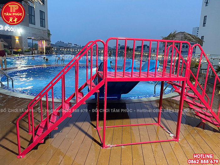 Cầu trượt bể bơi cho bé máng đôi nhựa nhập khẩu SC9-009