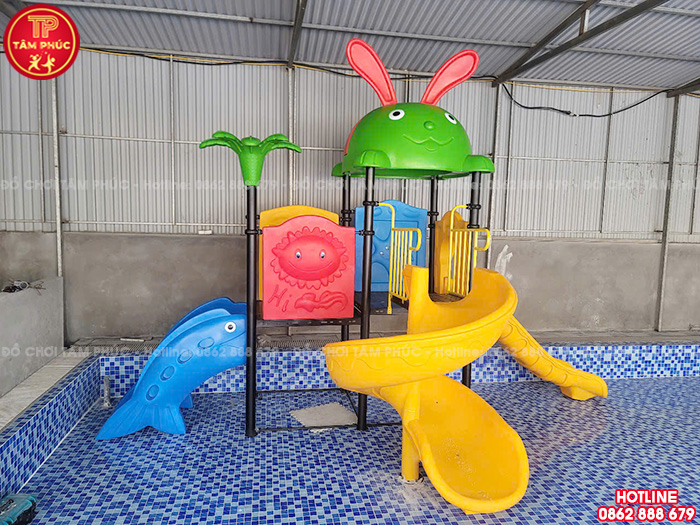 Nhà khối cầu trượt liên hoàn bể bơi cho bé SC9-014