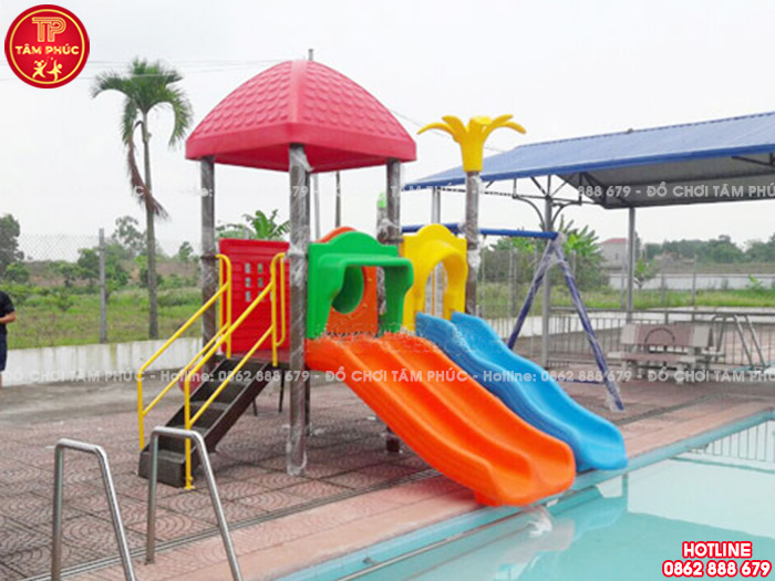 Cầu trượt liên hoàn ngoài trời xích đu cho hồ bơi của bé SC9-017