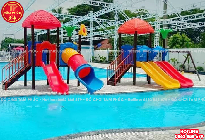 Cầu trượt liên hoàn ngoài trời xích đu cho hồ bơi của bé SC9-017