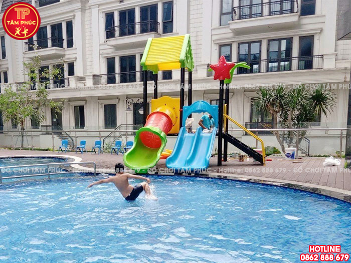 Cầu trượt liên hoàn ngoài trời bể bơi cho bé giá rẻ SC9-018