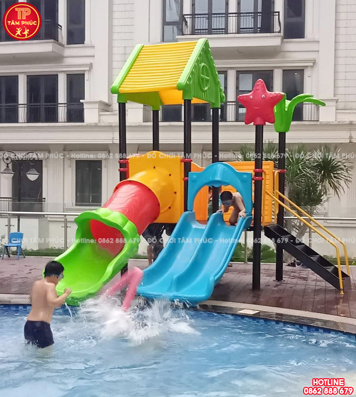 Cầu trượt liên hoàn ngoài trời bể bơi cho bé giá rẻ SC9-018