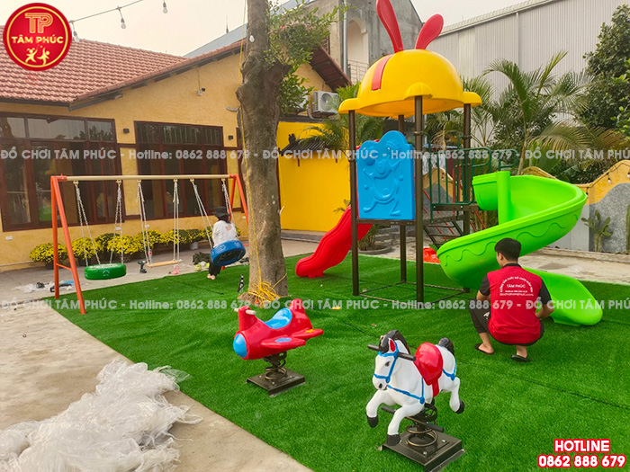 Thi công lắp đặt sân chơi trẻ em ngoài trời cho khu nghỉ dưỡng tại Ninh Bình